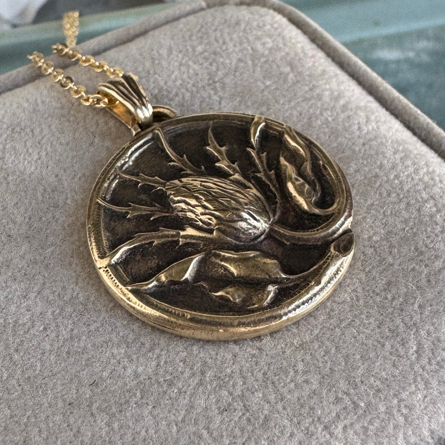Thistle handmade botanical brass necklace