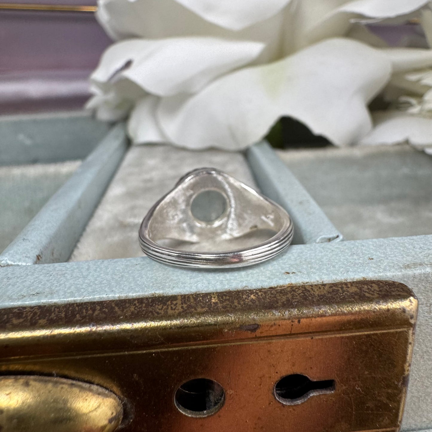 Art Deco 4ct Aquamarine handmade cocktail ring in Sterling Silver SIZE 7