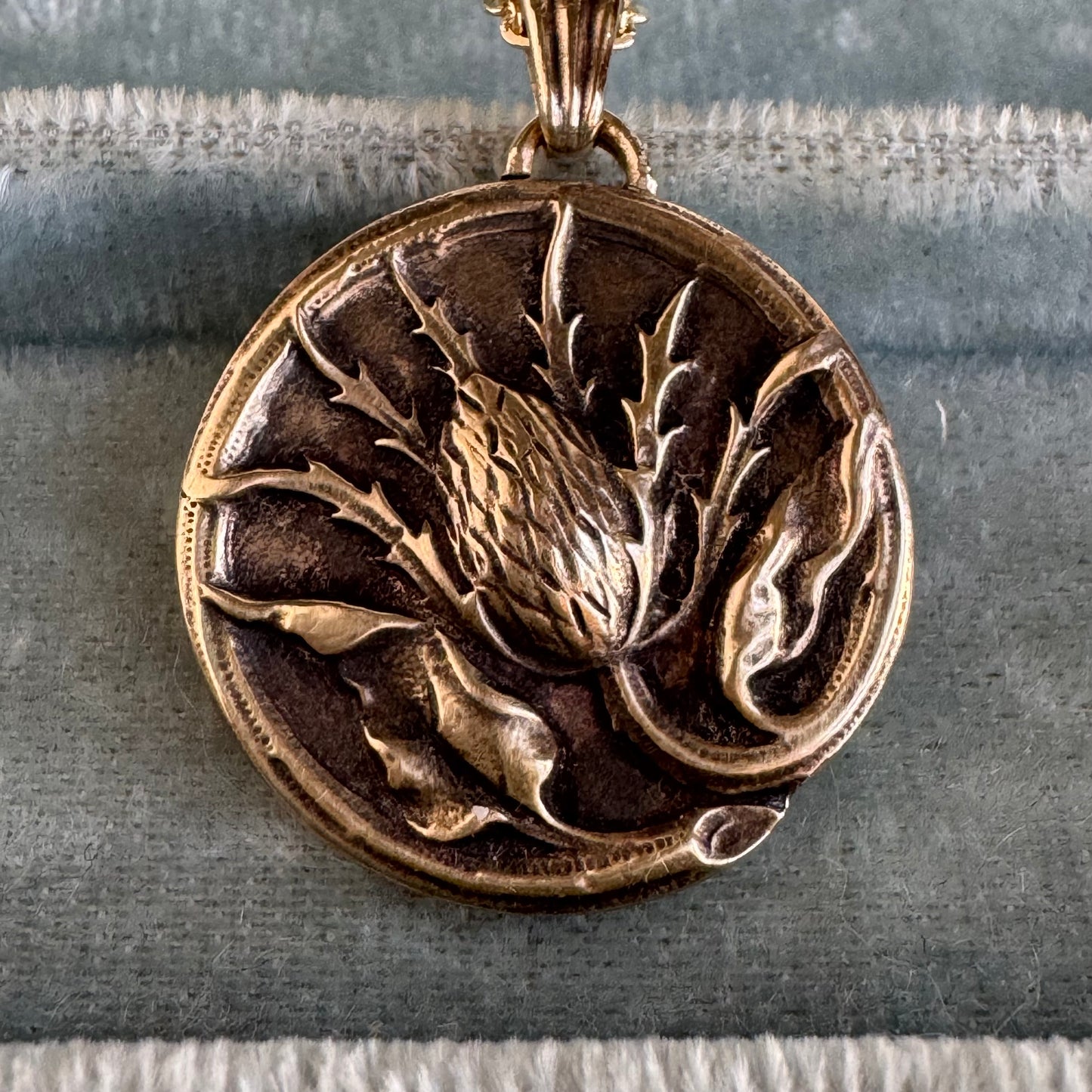 Thistle handmade botanical brass necklace