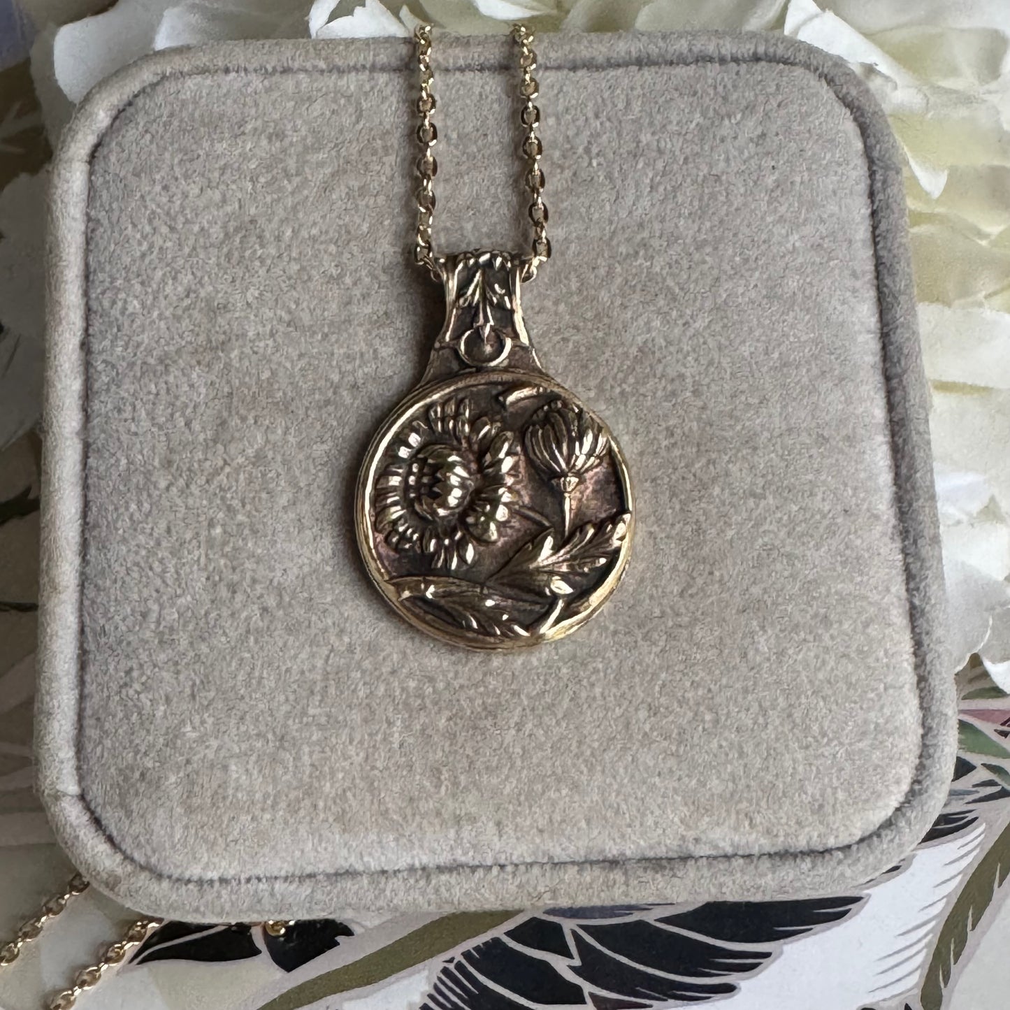 Victorian heirloom Dandelion artisan brass necklace