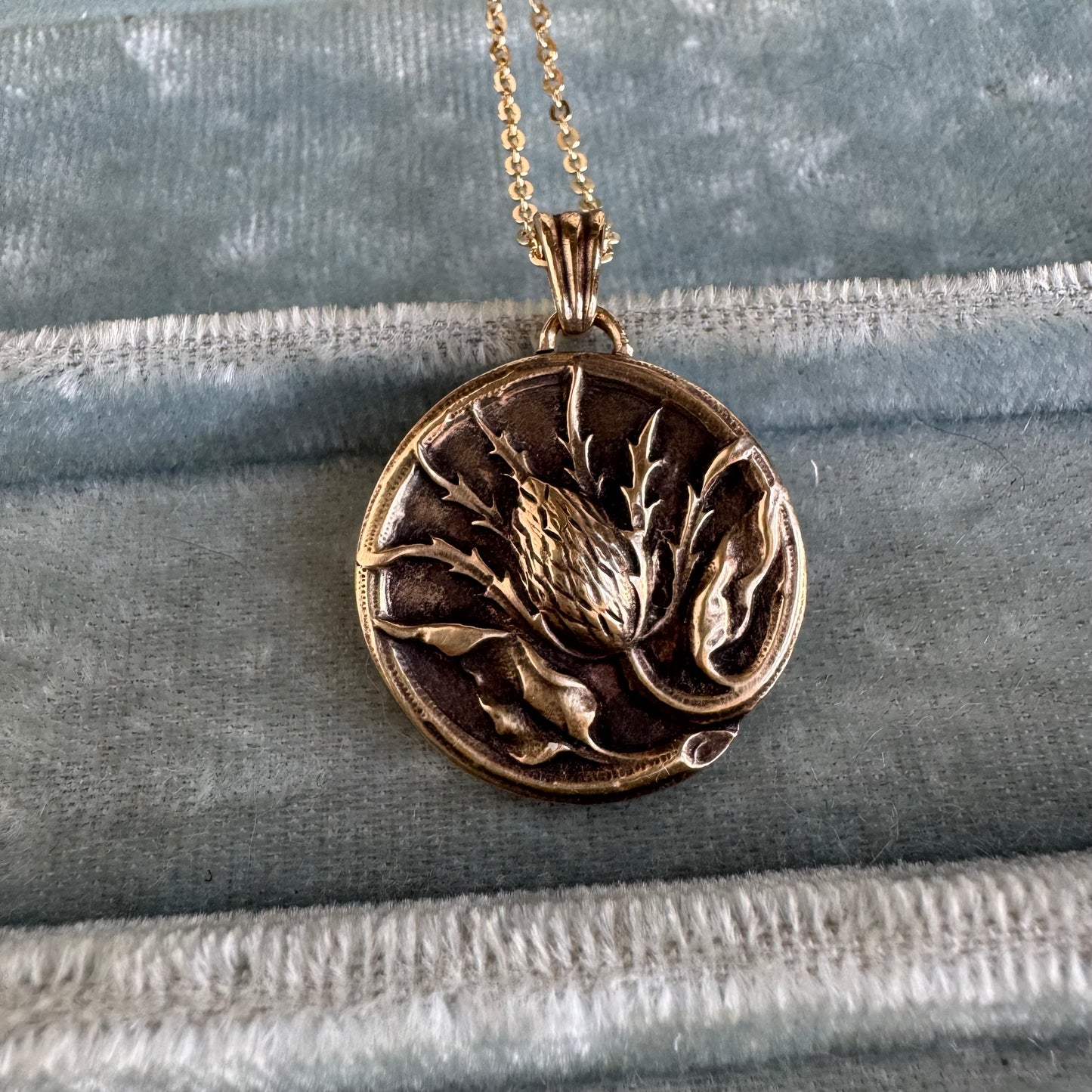 Thistle handmade botanical brass necklace