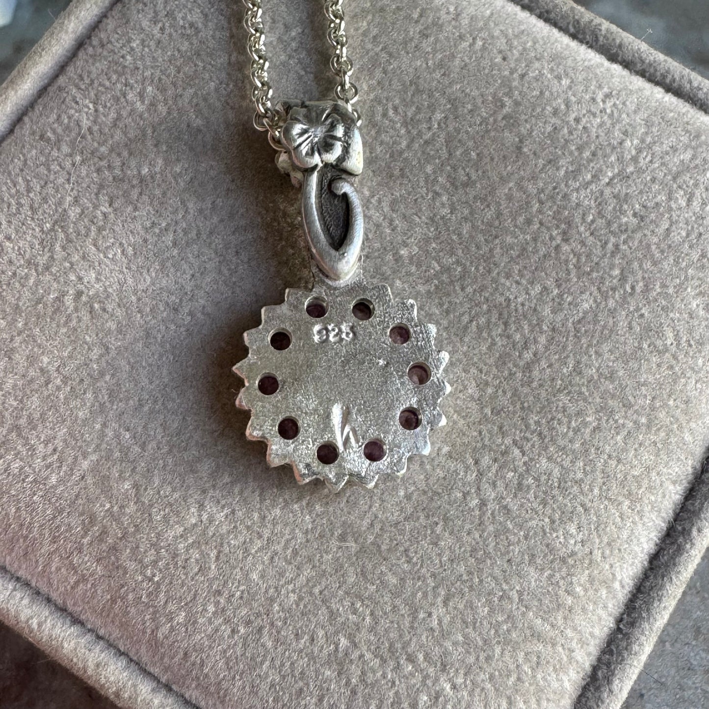 Botanical Opal and Sapphire artisan Victorian necklace in Sterling Silver