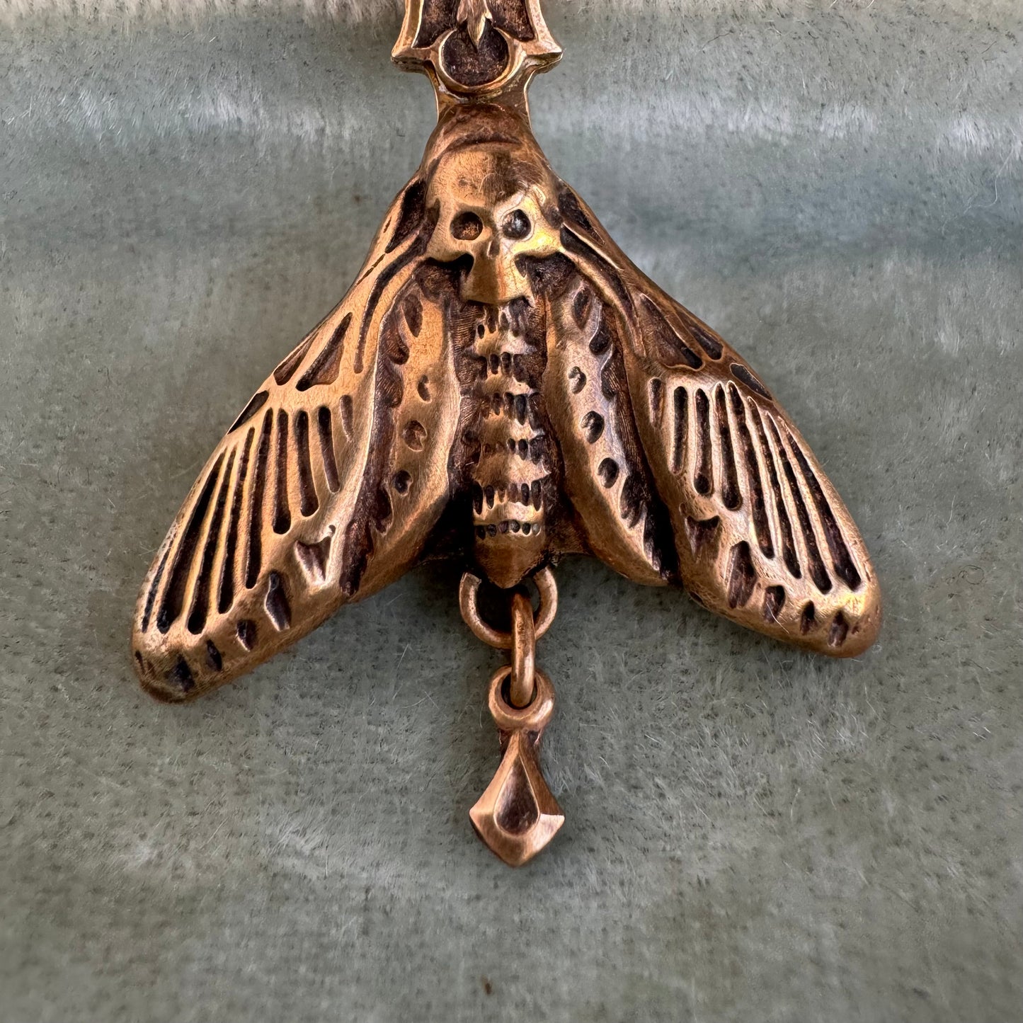 Botanical Moth artisan necklace in Bronze