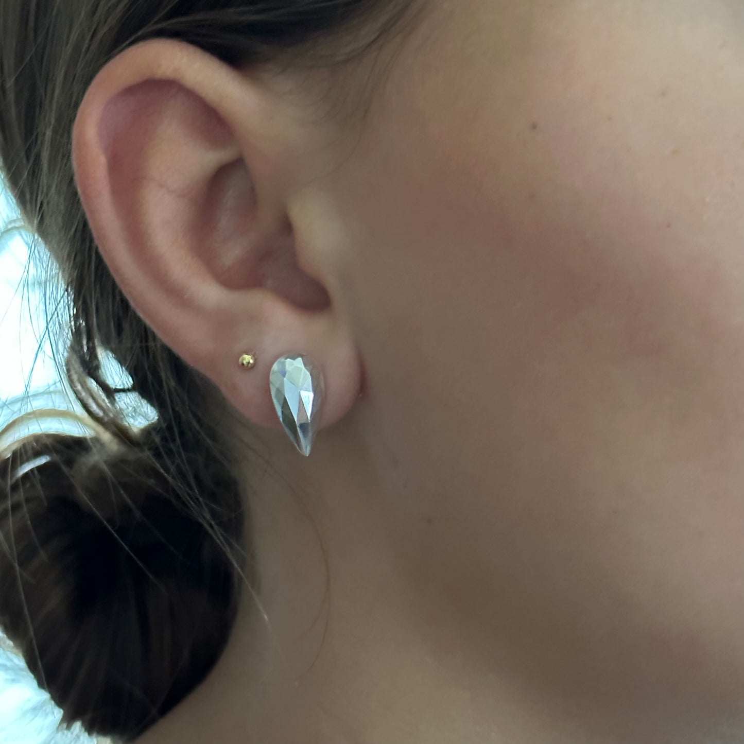 Diamond cut Claw artisan Sterling Silver stud earrings