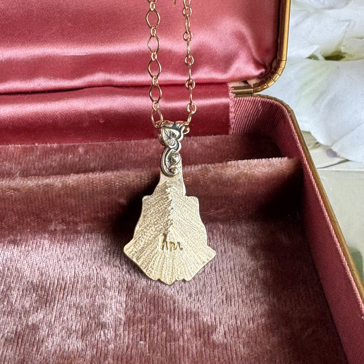 Artisan Frog Black Kyocera Opal and Moissanite necklace in Brass