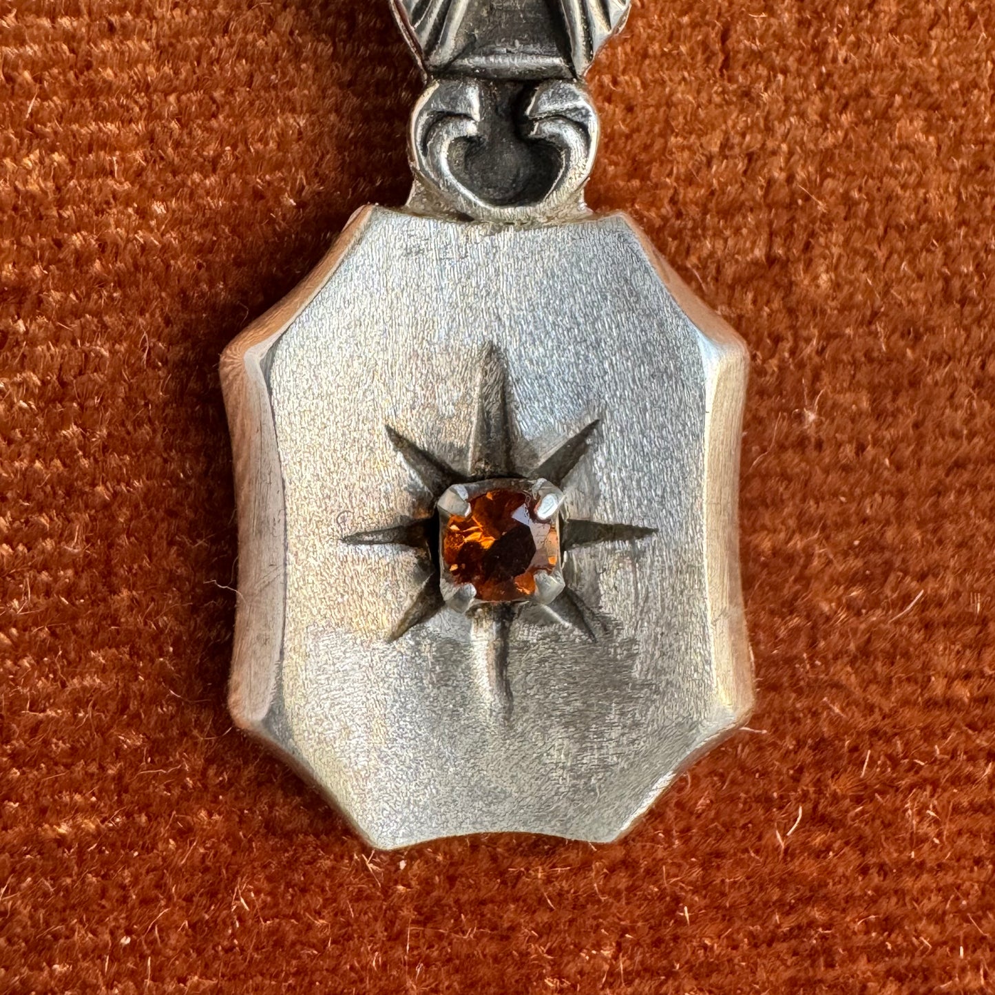 Citrine Art Deco starburst artisan necklace in Sterling Silver