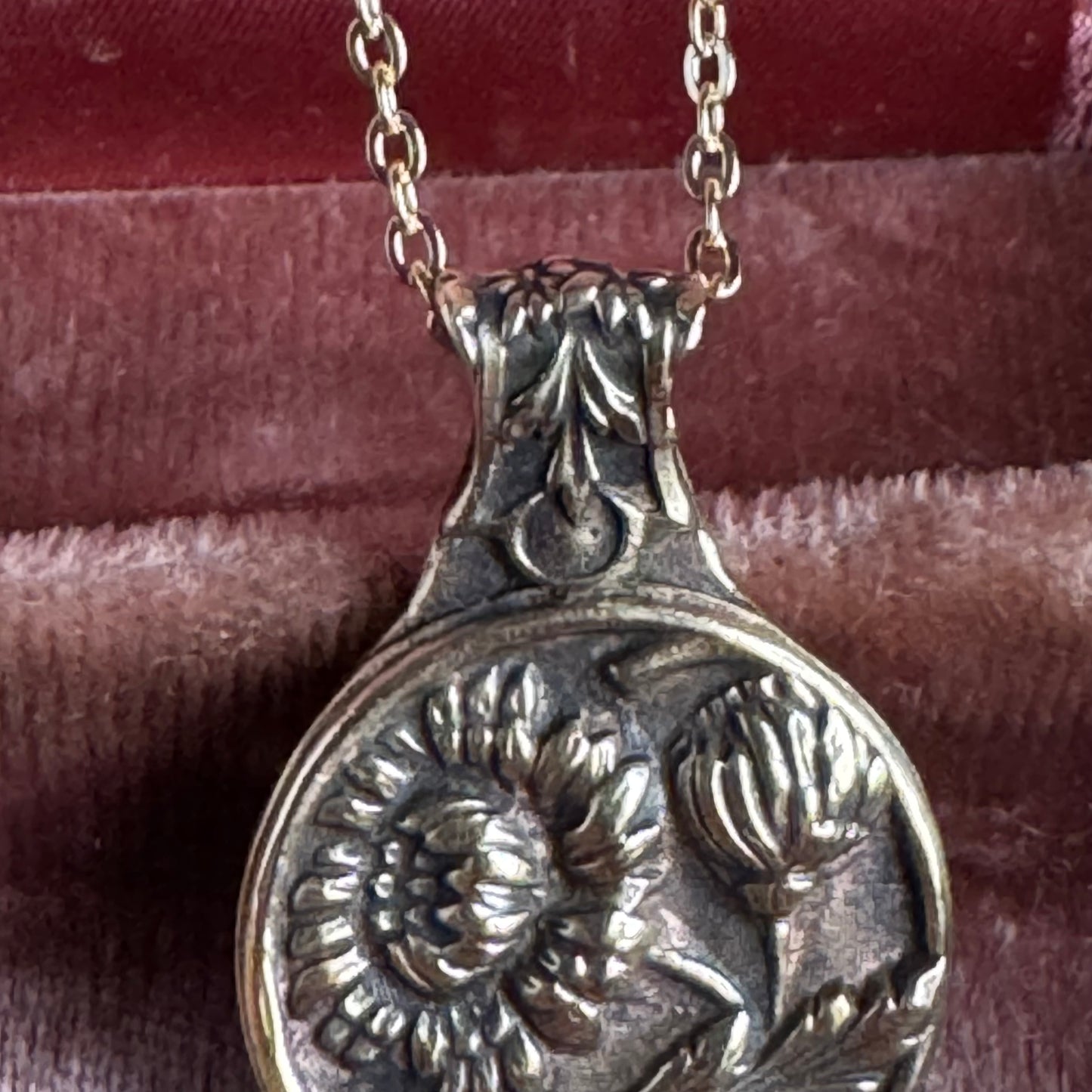 Victorian heirloom Dandelion artisan brass necklace
