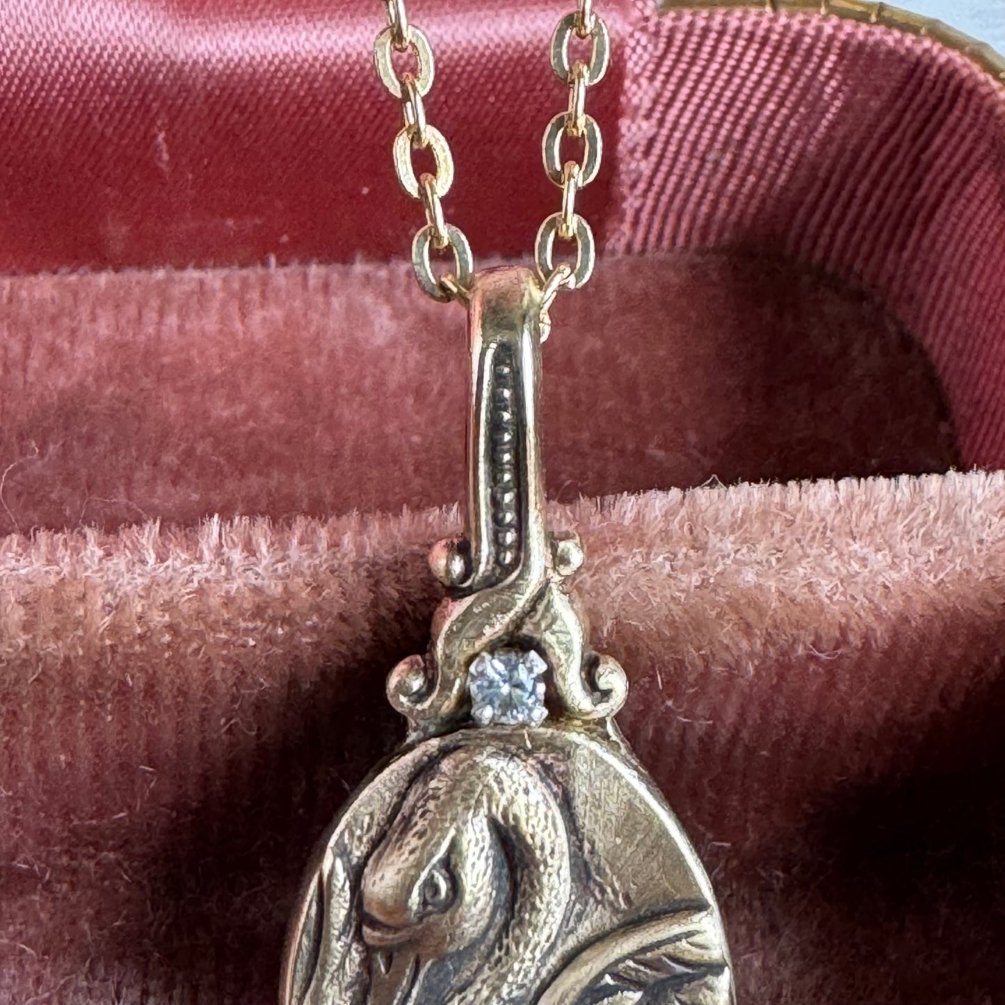 Victorian Swan aquamarine in brass artisan necklace