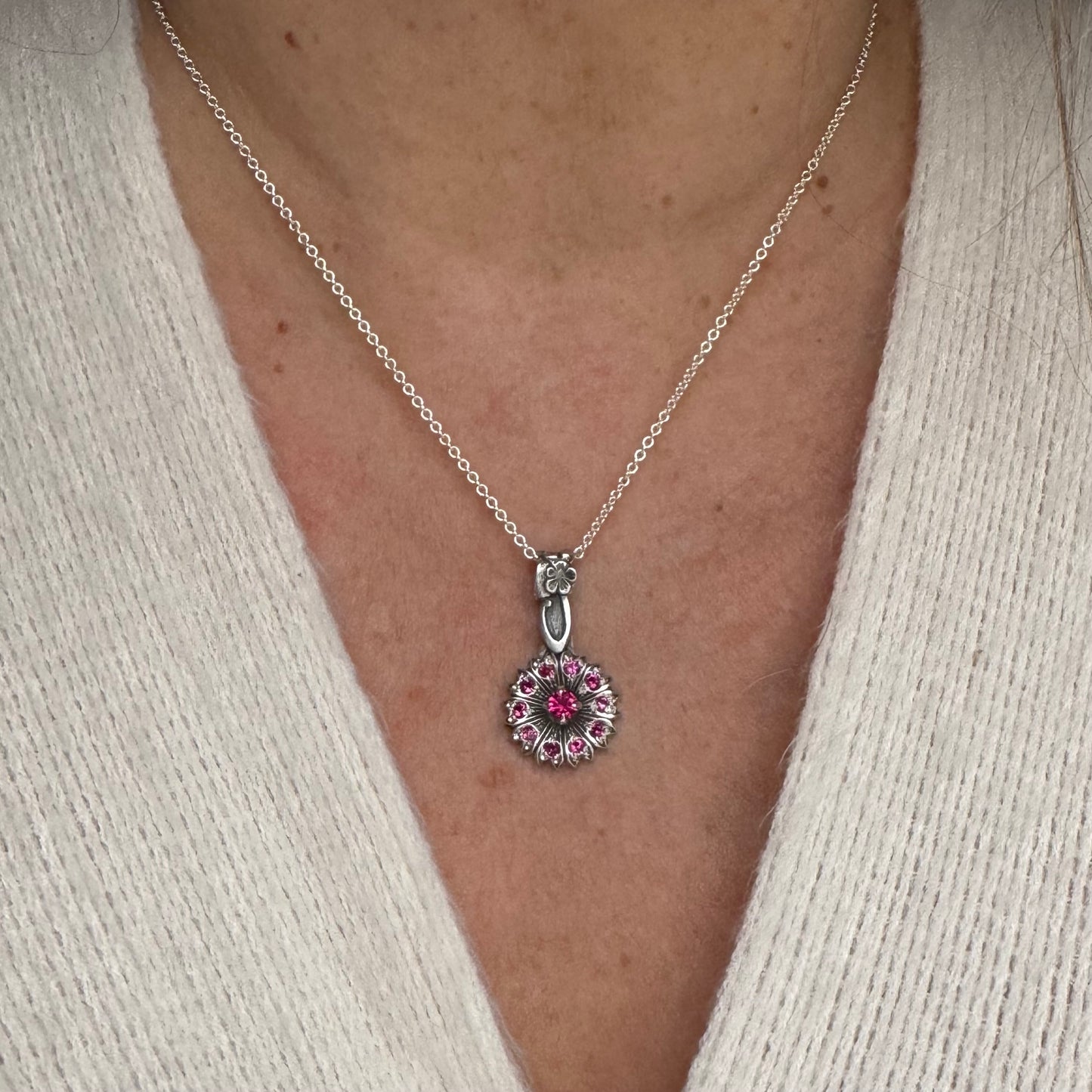 Victorian Ruby artisan necklace in Sterling Silver
