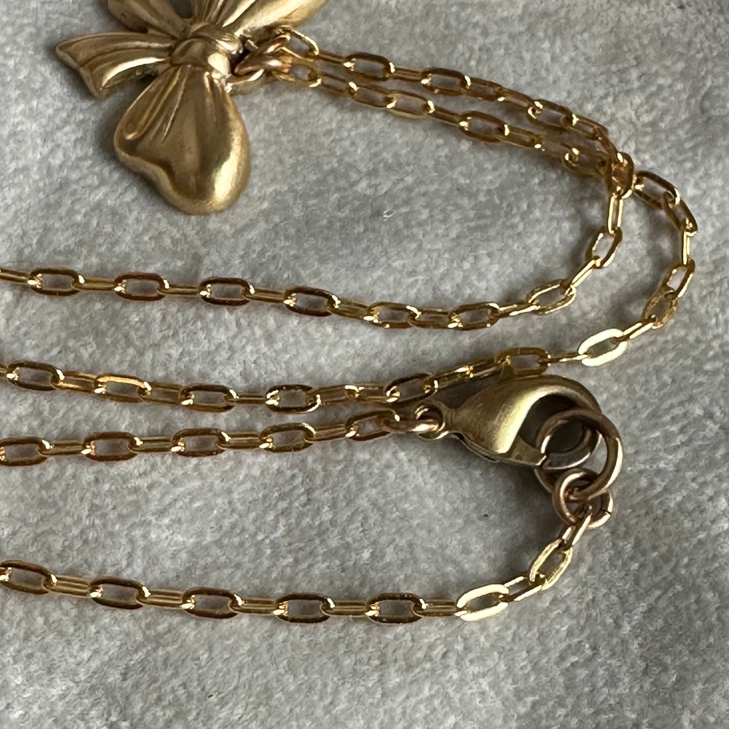 Gold Brass vintage bow handmade necklace