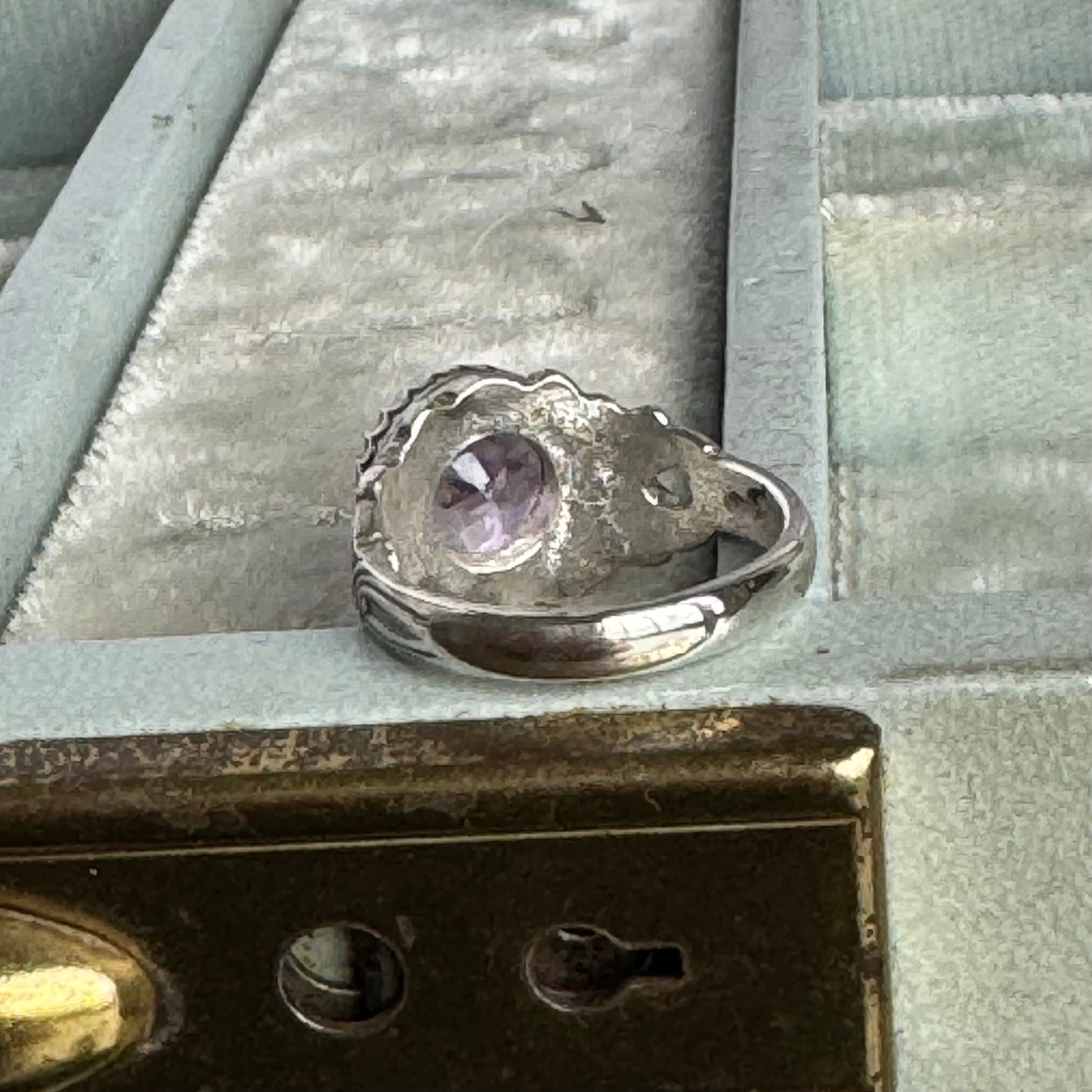 Art Nouveau 3.8 carat lavender Amethyst artisan cocktail ring in Sterling Silver SIZE 7