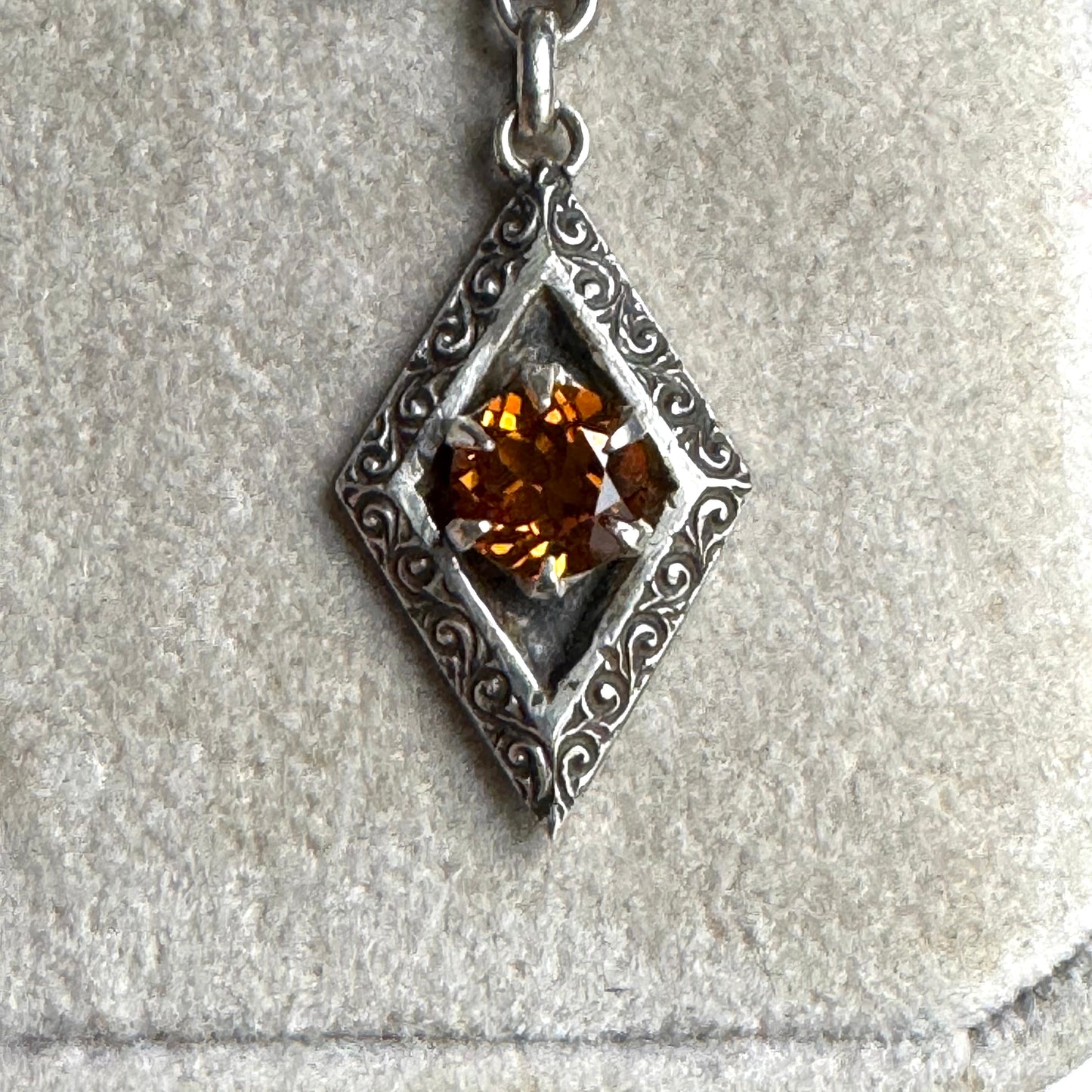Gothic Lion and Citrine artisan necklace in Sterling Silver