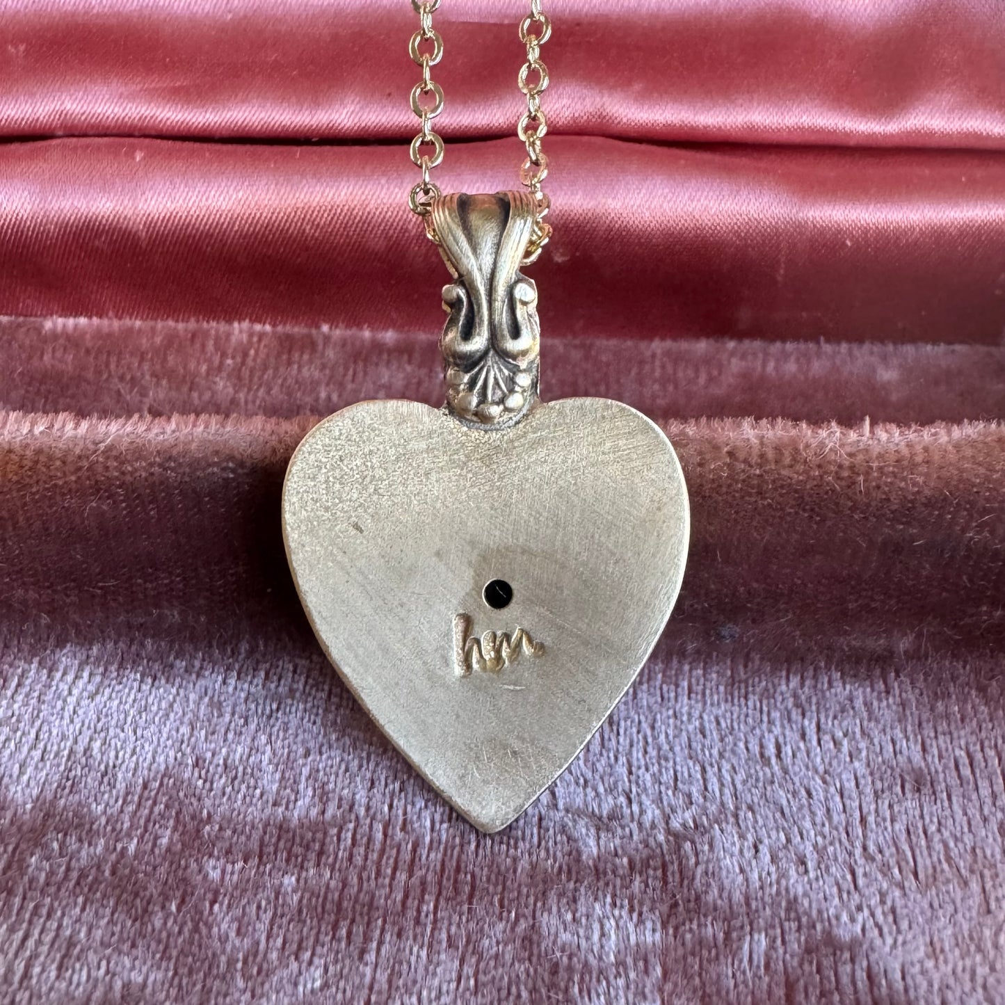 Victorian Heart with Blue Sapphire artisan Brass necklace