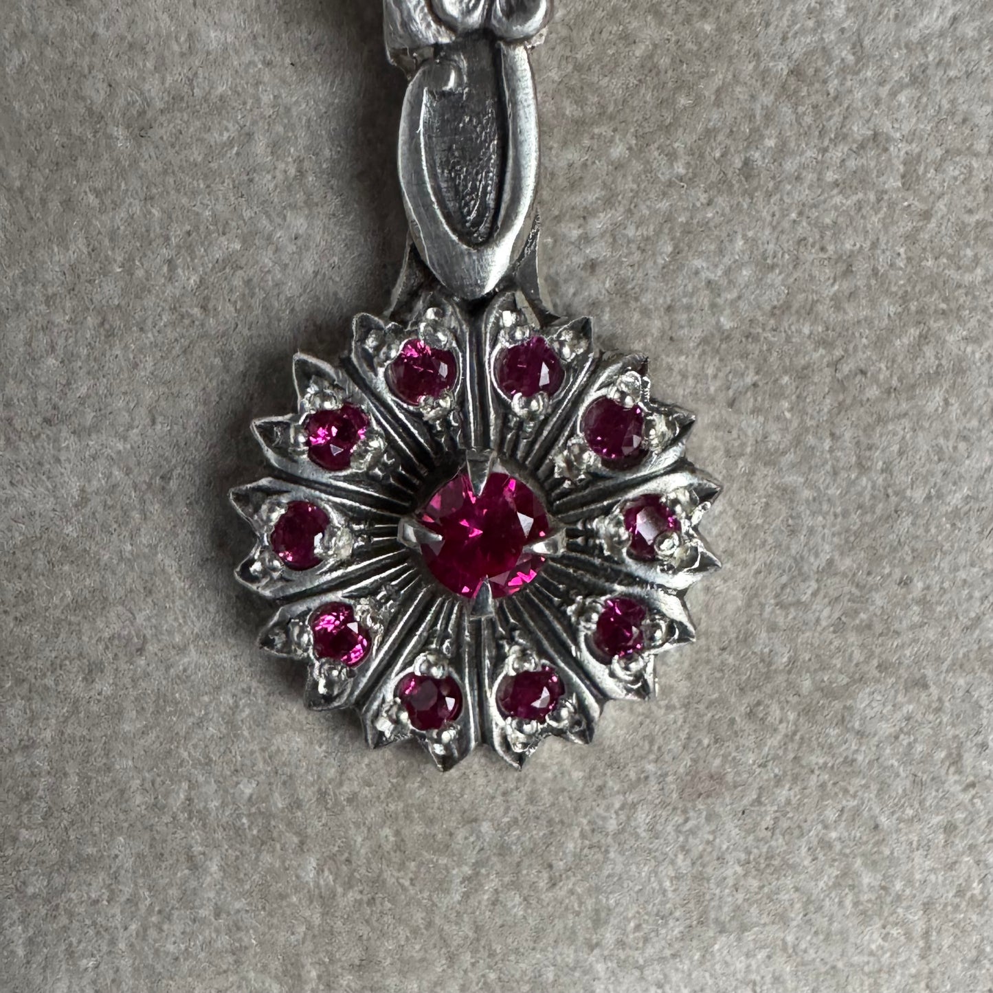 Victorian Ruby artisan necklace in Sterling Silver