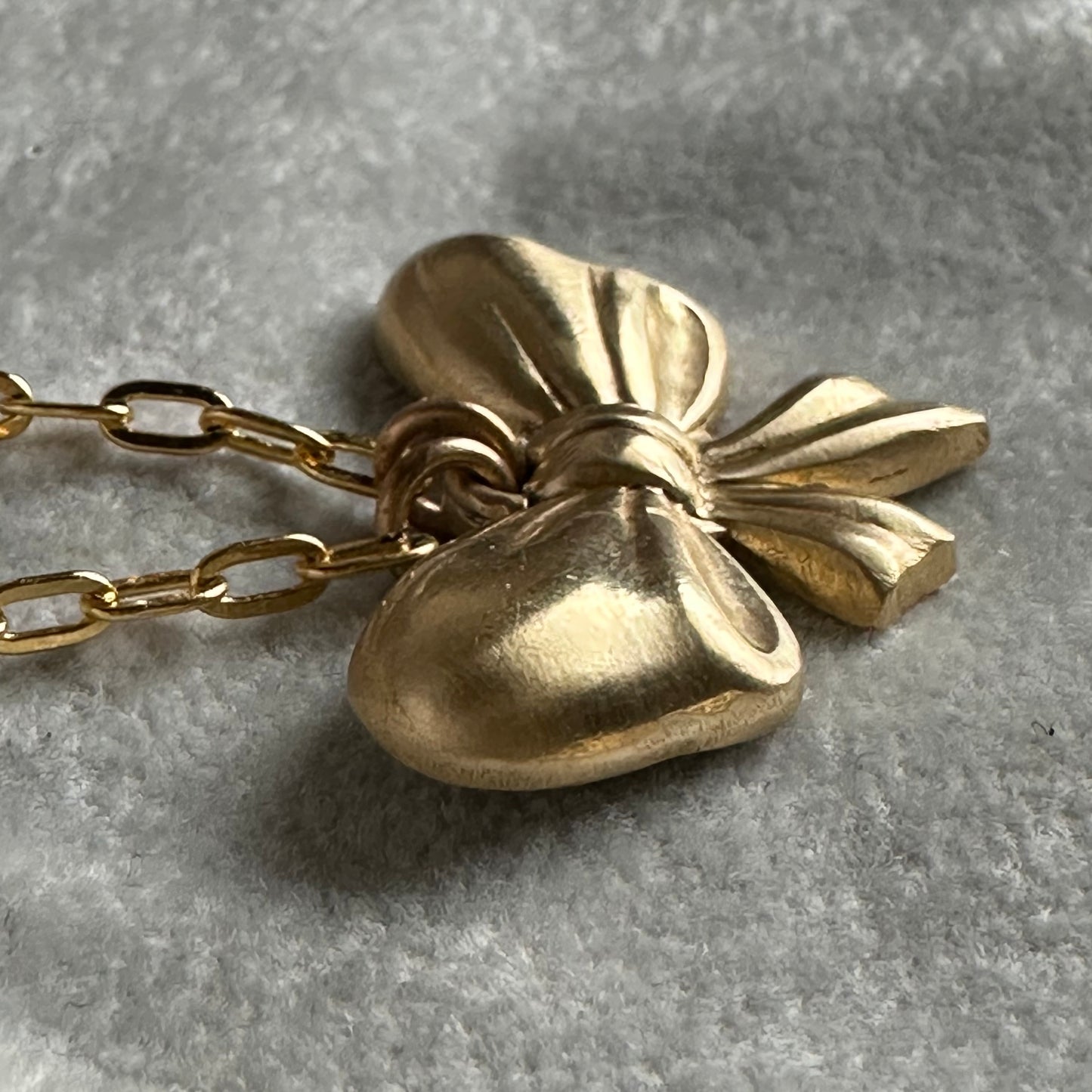 Gold Brass vintage bow handmade necklace
