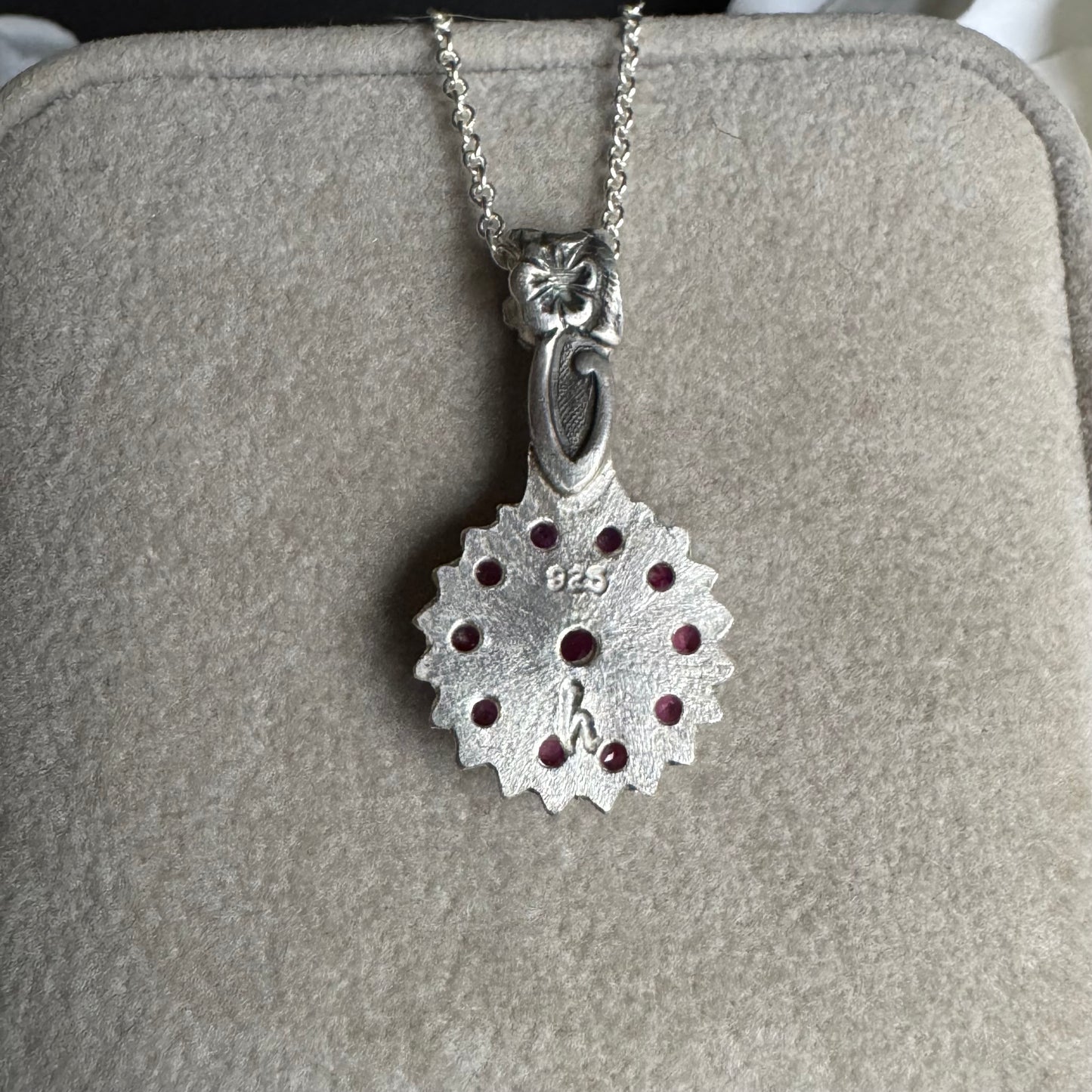 Victorian Ruby artisan necklace in Sterling Silver