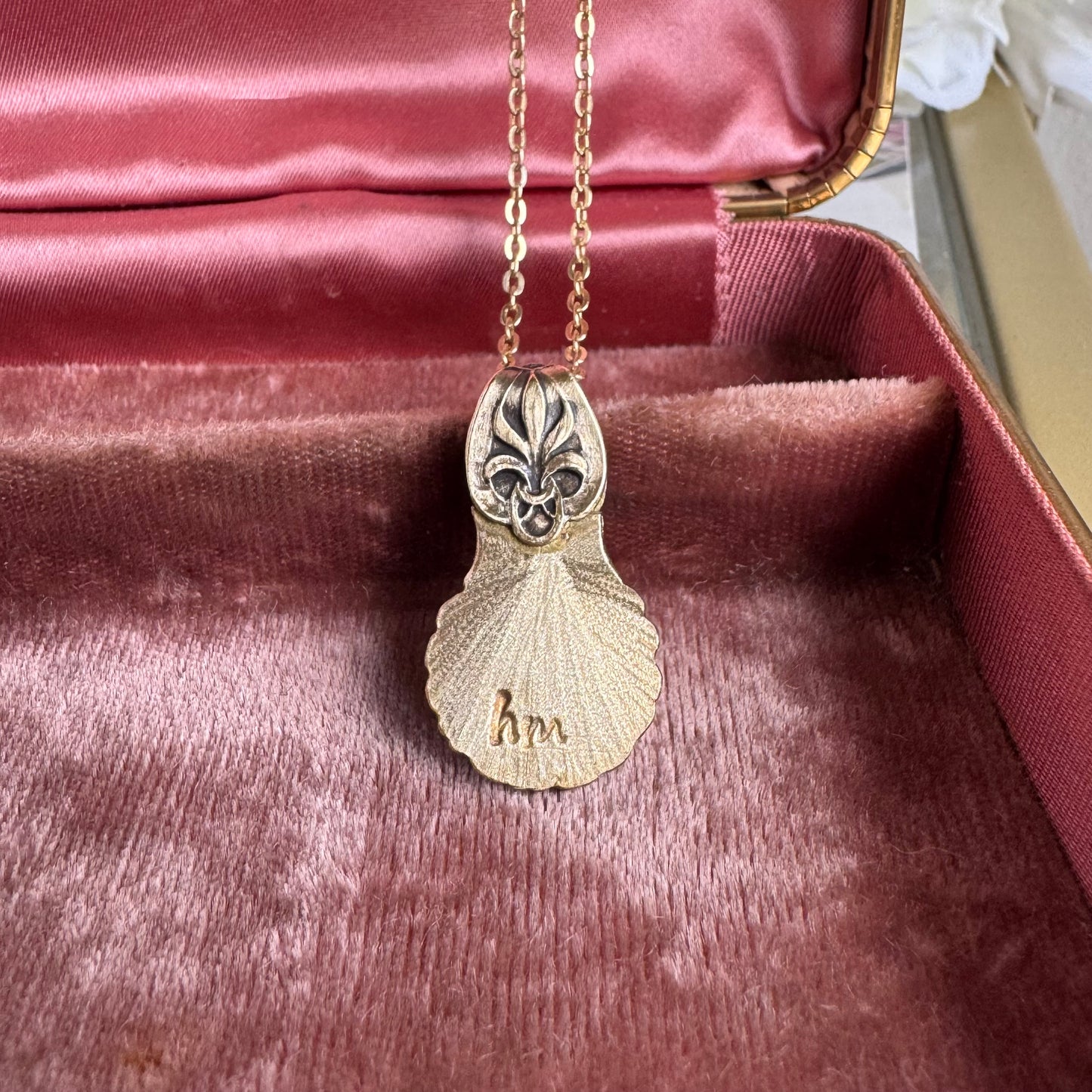 Heirloom Dahlia and Garnet artisan brass necklace