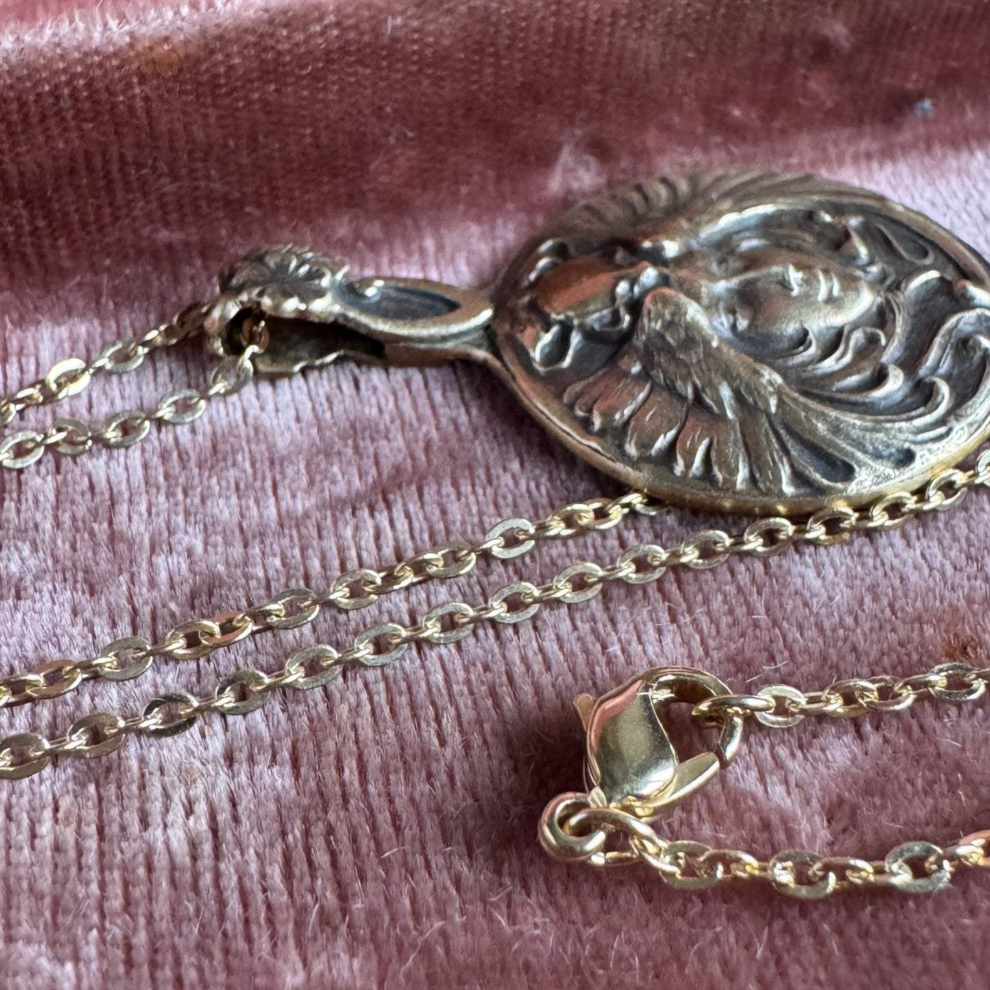 Art Nouveau Witchy Woman artisan brass necklace