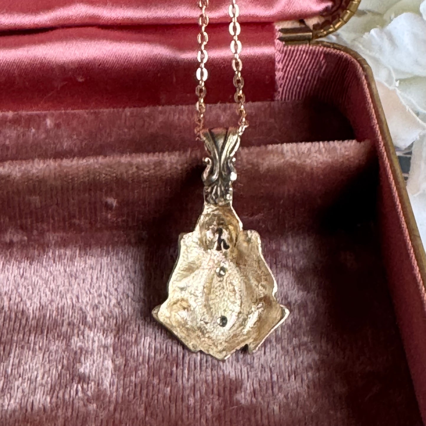 Victorian Frog artisan Opal and Brass necklace