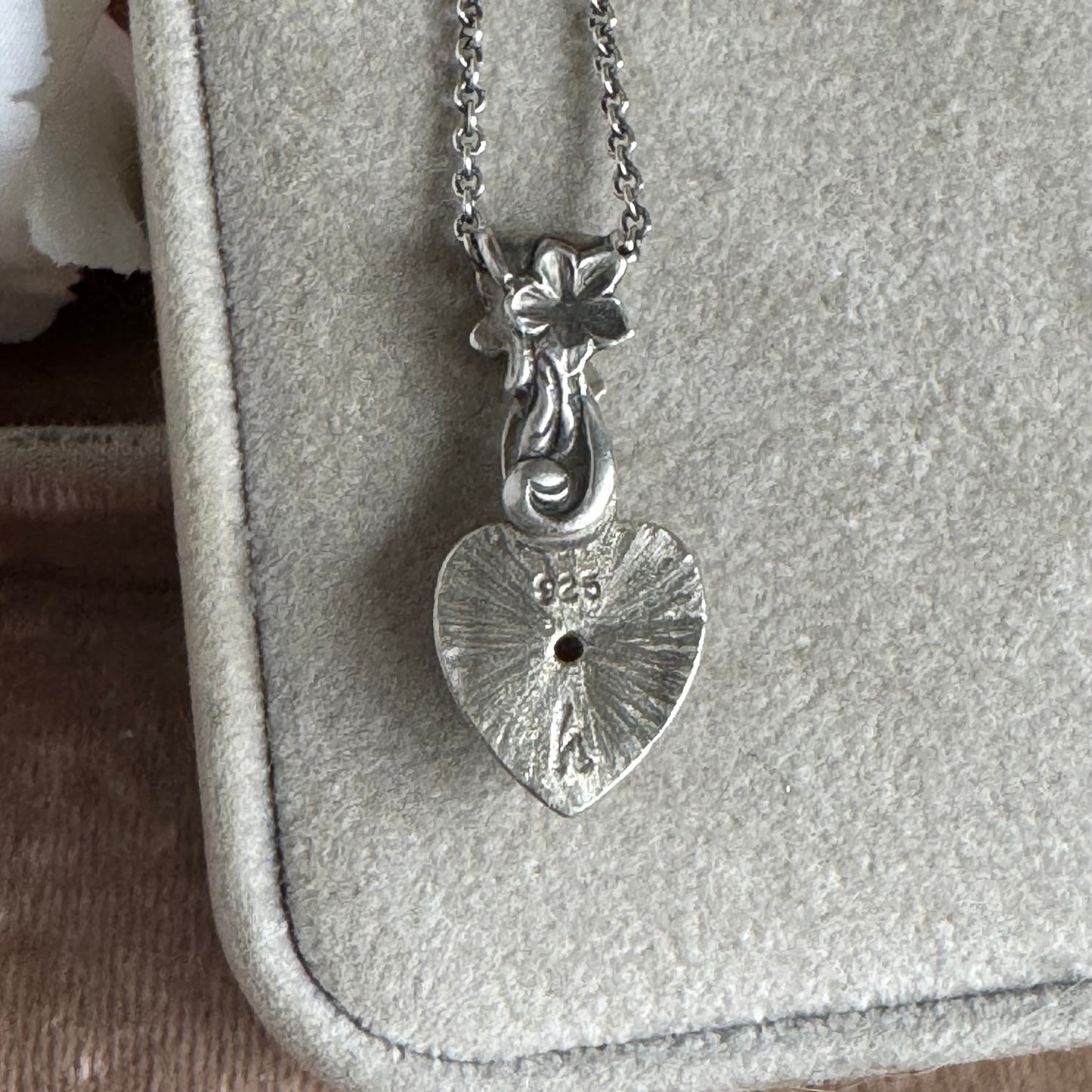 Amethyst Victorian Gothic artisan heart necklace in Sterling Silver