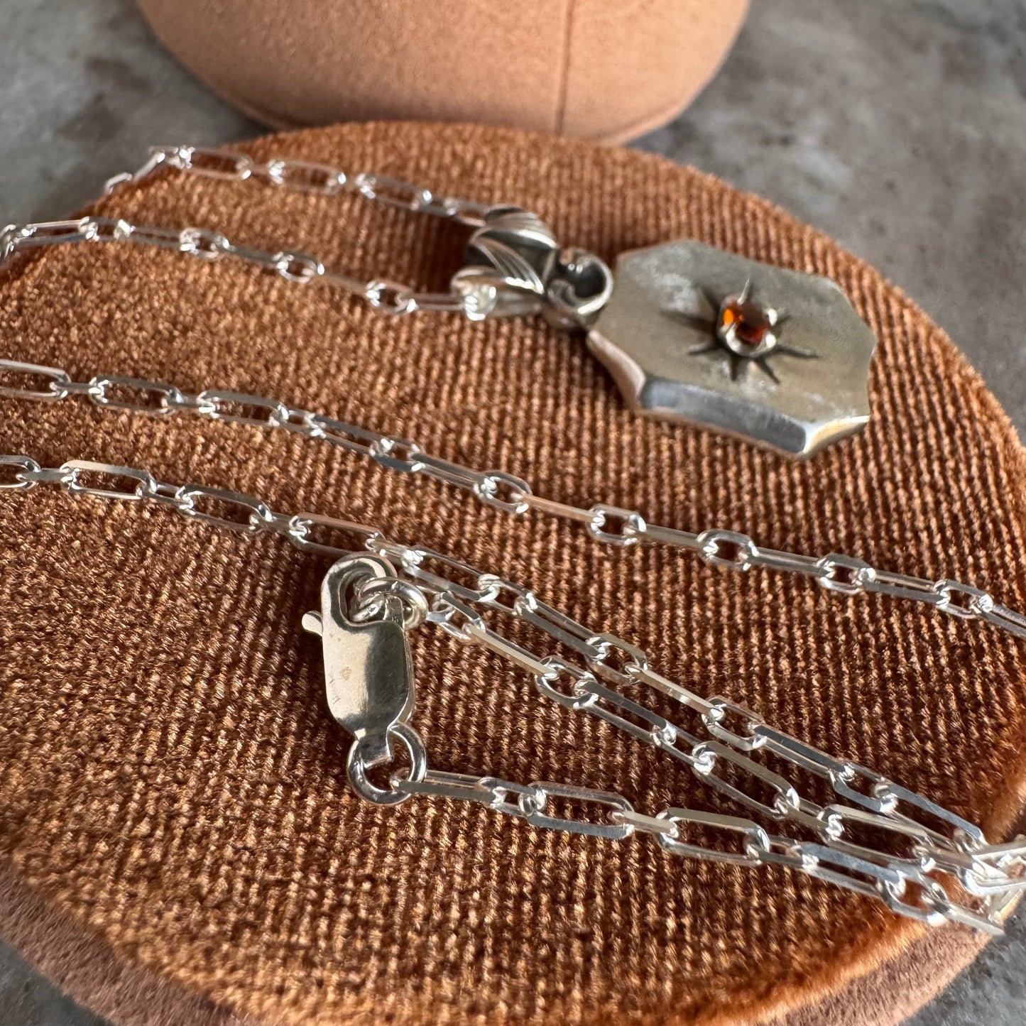 Citrine Art Deco starburst artisan necklace in Sterling Silver