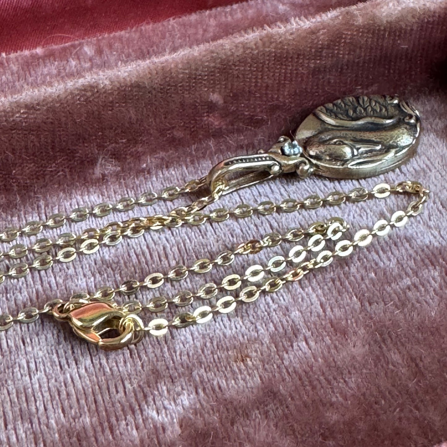 Victorian Swan aquamarine in brass artisan necklace