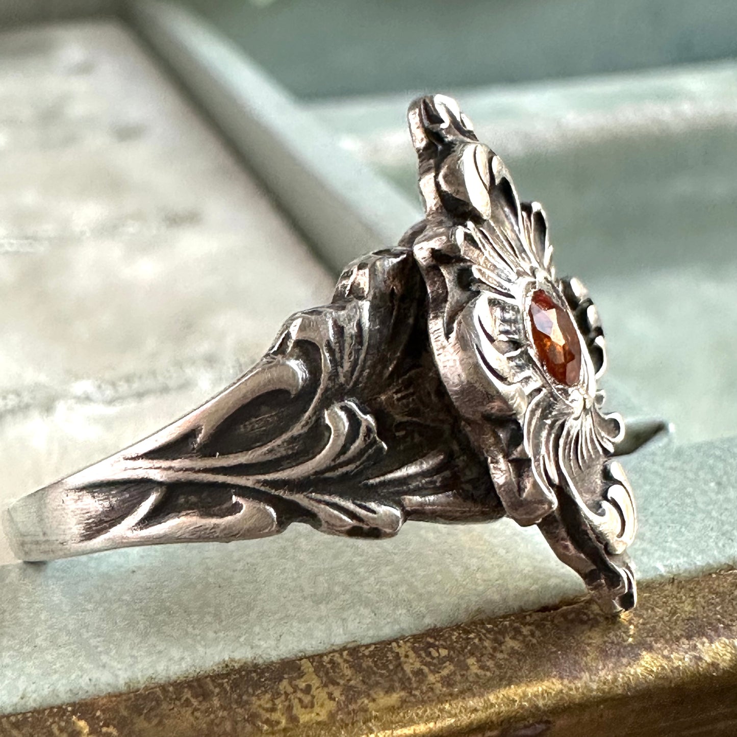 Victorian Fairytale Citrine cocktail ring handmade in Sterling Silver