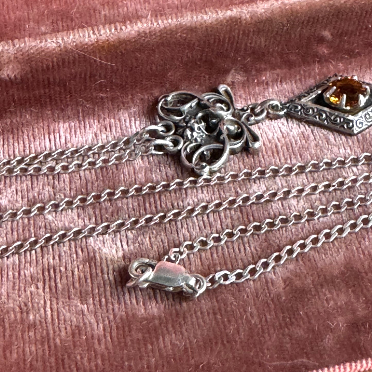 Gothic Lion and Citrine artisan necklace in Sterling Silver