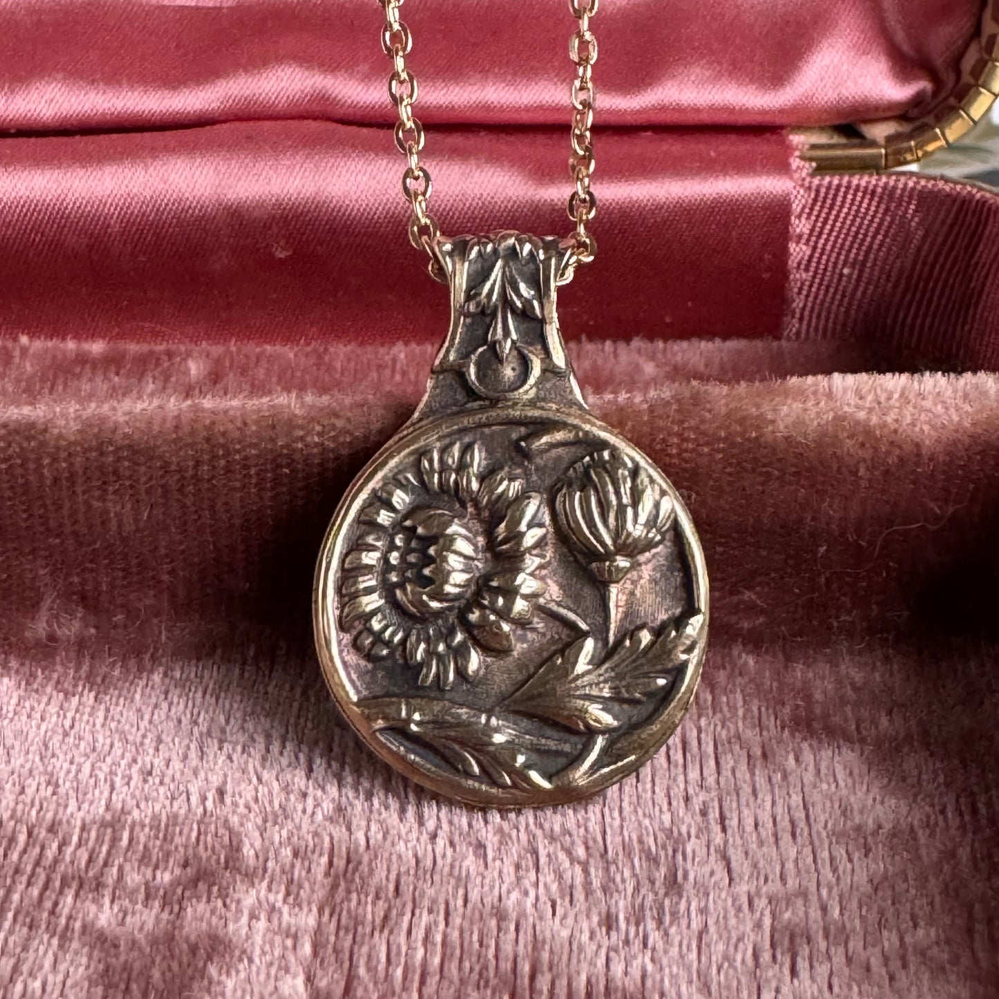 Victorian heirloom Dandelion artisan brass necklace