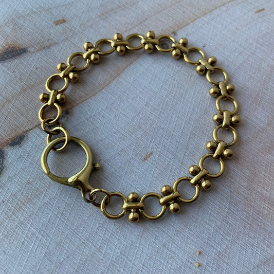 Vintage circle chain link brass bracelet