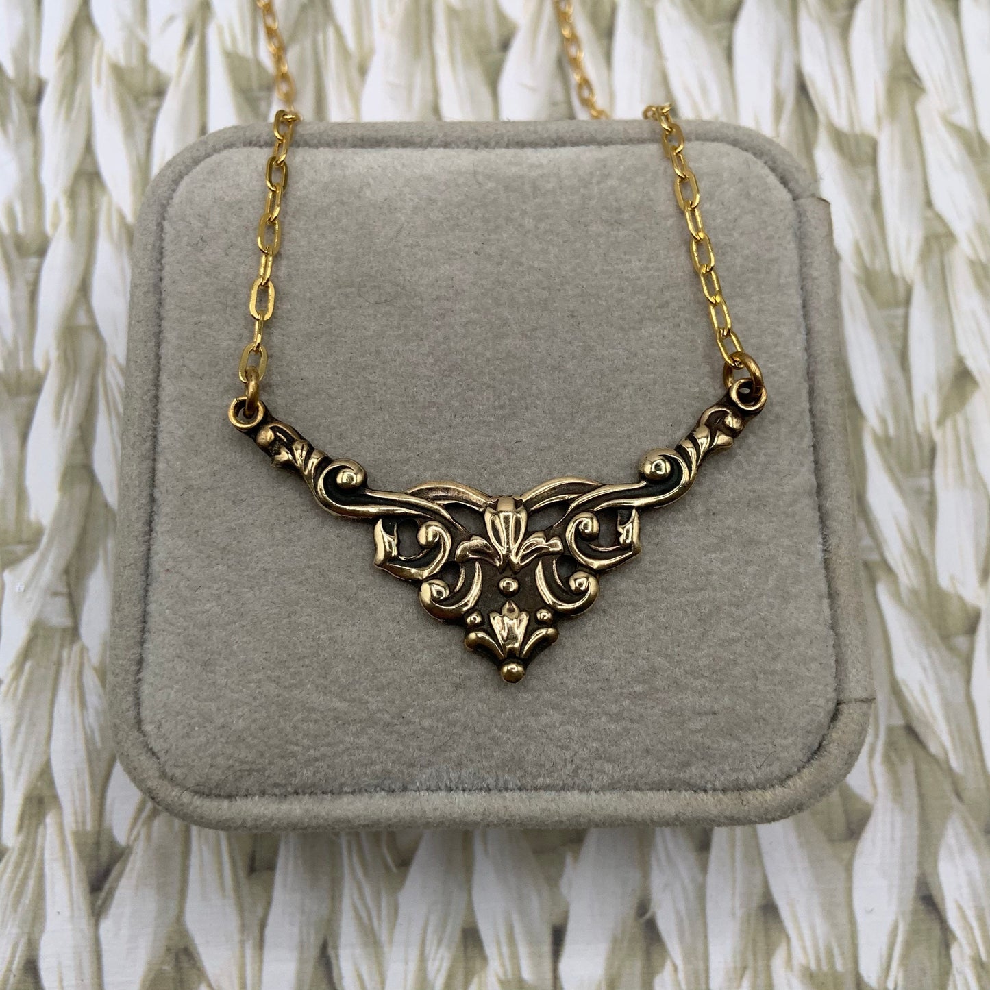 Antique brass Art Nouveau choker necklace