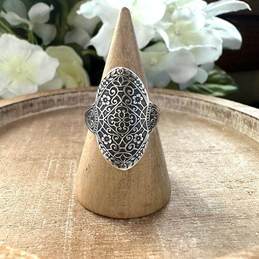 Victorian Garden Gate recycled silver statement ring