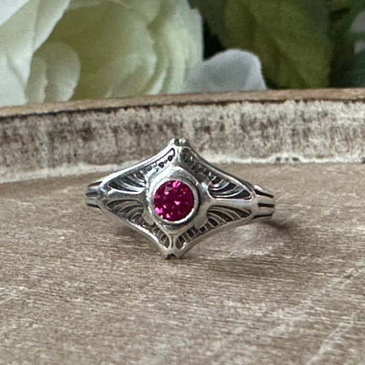 Art Deco created Ruby ring in recycled Sterling silver