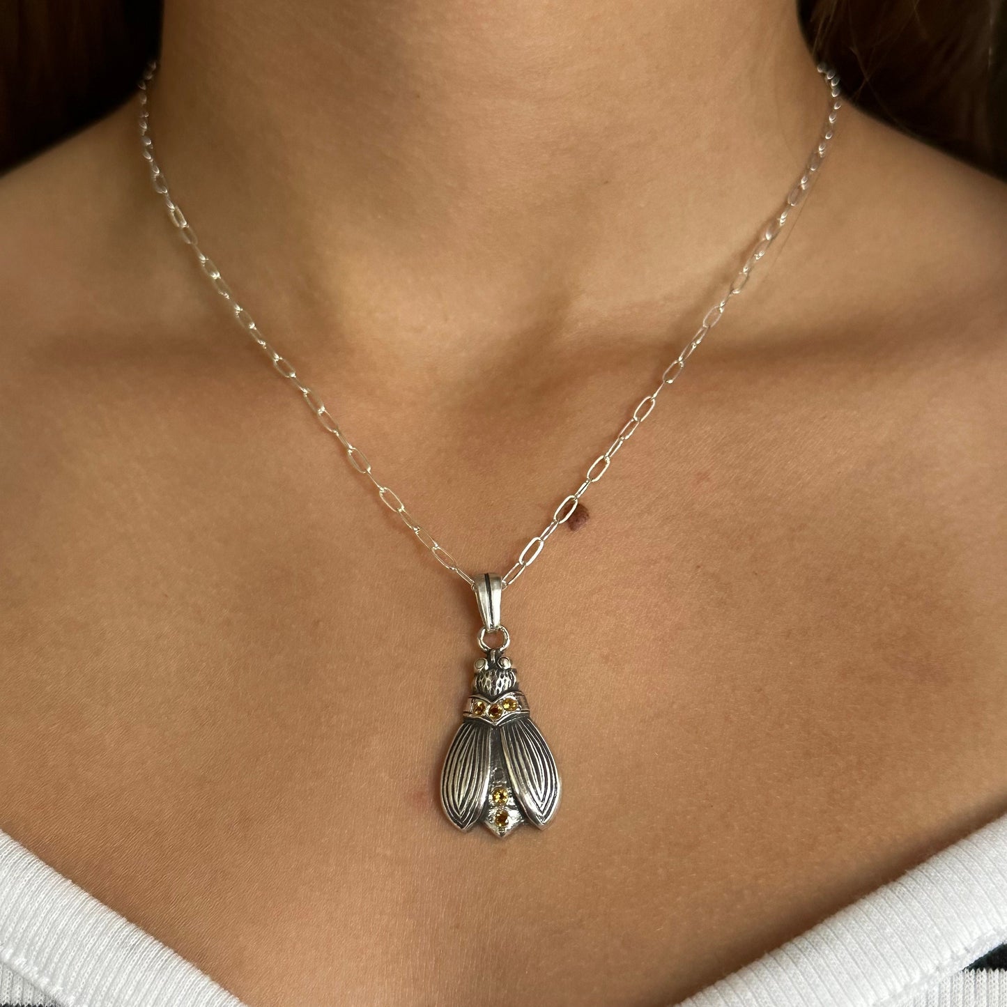 Vintage firefly citrine necklace in Sterling Silver