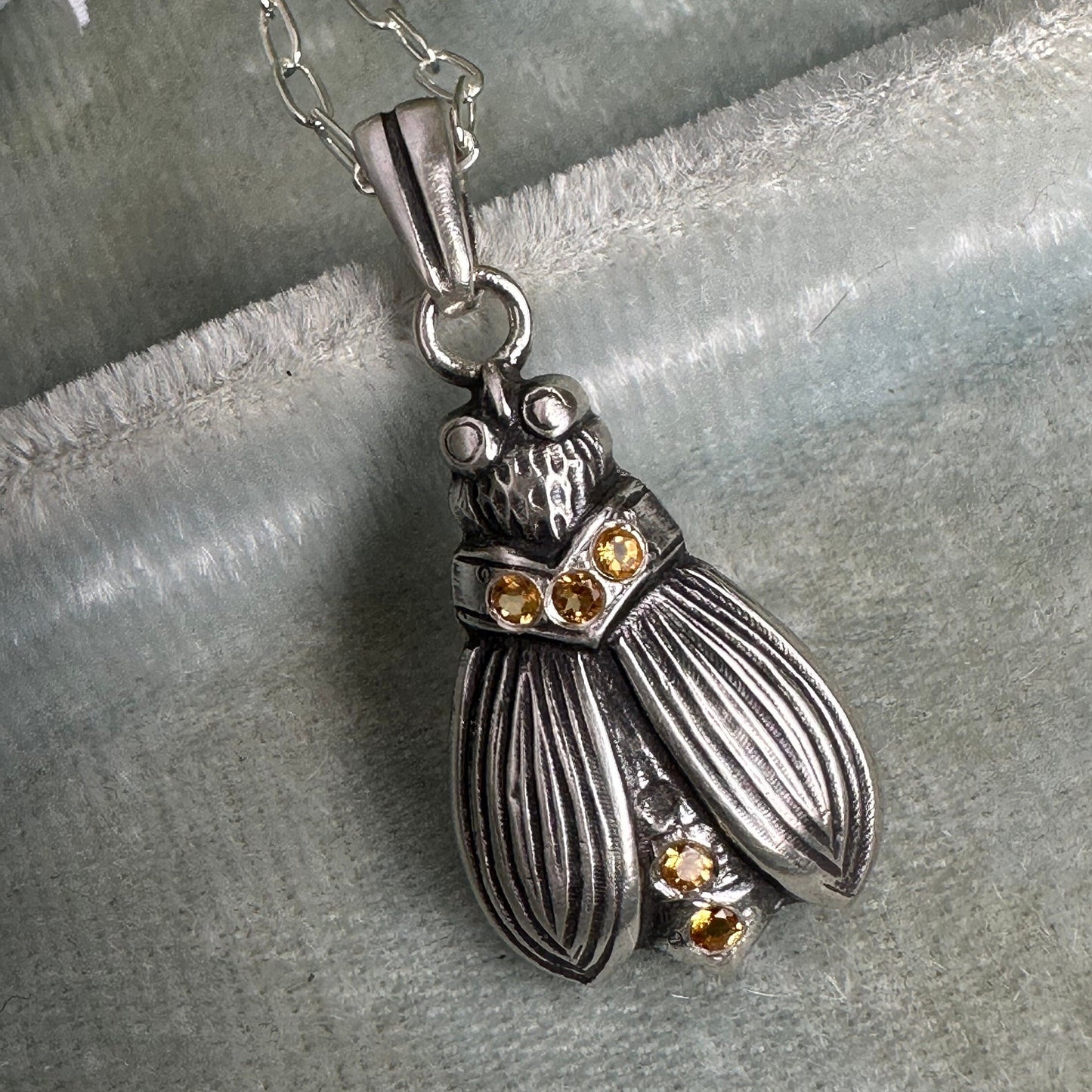 Vintage firefly citrine necklace in Sterling Silver